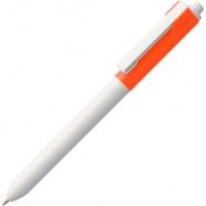 Ручка шариковая Hint Special, белая с оранжевым с логотипом или изображением