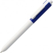 Ручка шариковая Hint Special, белая с синим с логотипом или изображением