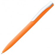 Ручка шариковая Pin Soft Touch, оранжевая с логотипом или изображением