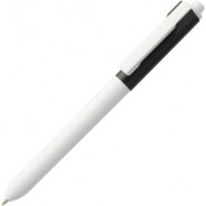 Ручка шариковая Hint Special, белая с черным с логотипом или изображением
