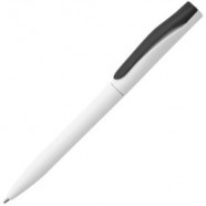 Ручка шариковая Pin, белая с черным с логотипом или изображением