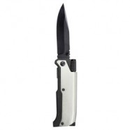 Нож складной с фонариком и огнивом Ster, серый с логотипом или изображением