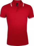 Рубашка поло мужская PASADENA MEN 200 с контрастной отделкой красная с белым с логотипом или изображением