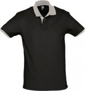 Рубашка поло Prince 190, черная с серым с логотипом или изображением