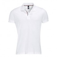 Рубашка поло мужская PATRIOT 200, белая с красным с логотипом или изображением