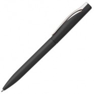 Ручка шариковая Pin Silver, черная с логотипом или изображением