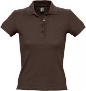 Рубашка поло женская PEOPLE 210, шоколадно-коричневая с логотипом или изображением