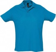 Рубашка поло мужская SUMMER 170, ярко-бирюзовая с логотипом или изображением