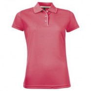 Рубашка поло женская PERFORMER WOMEN неоново-коралловая с логотипом или изображением