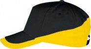 Бейсболка BOOSTER, черная с желтым с логотипом или изображением
