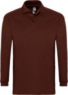 Рубашка поло мужская с длинным рукавом WINTER II 210 шоколадно-коричневая с логотипом или изображением