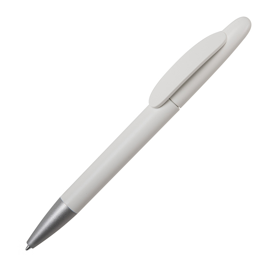 Ручка шариковая ICON, белый, непрозрачный пластик с логотипом или изображением