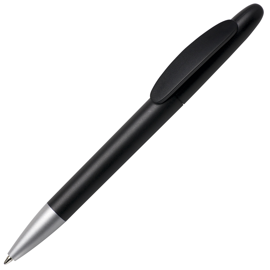 Ручка шариковая ICON, черный, непрозрачный пластик с логотипом или изображением