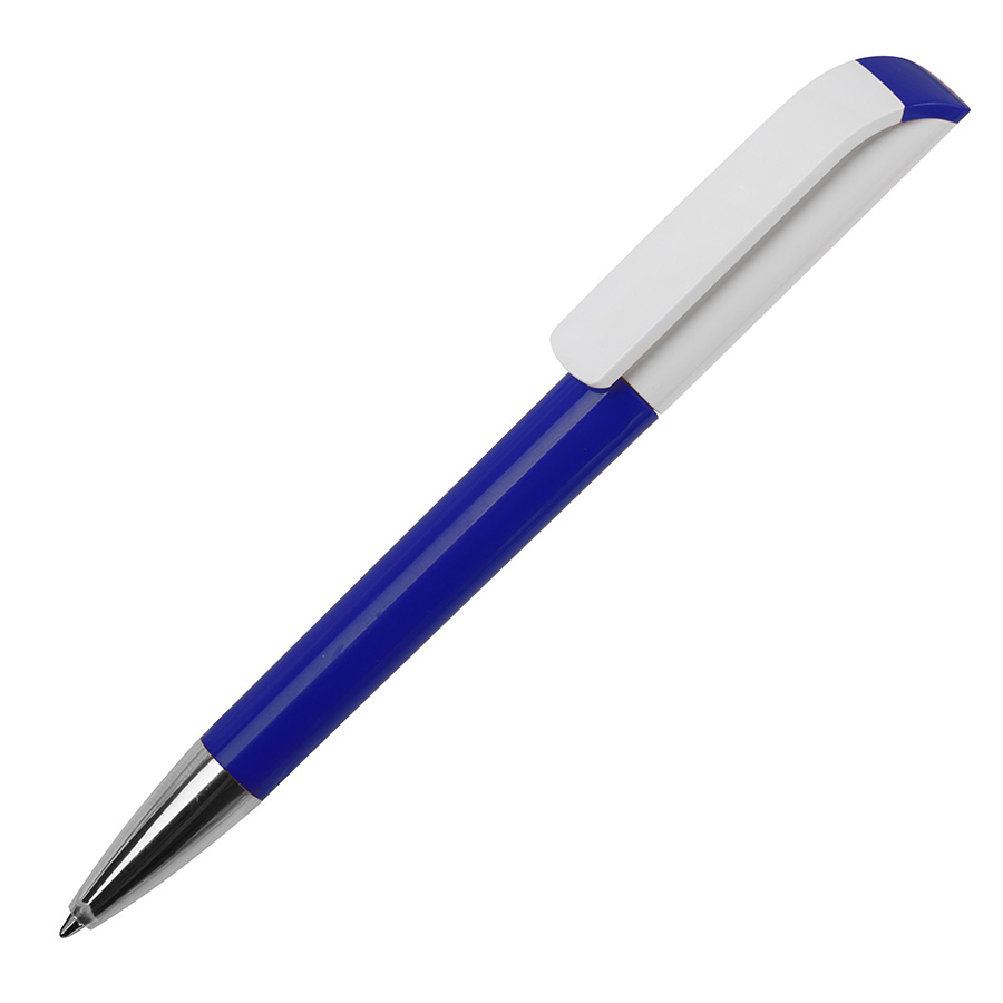 Ручка шариковая TAG, синий корпус/белый клип, пластик с логотипом или изображением