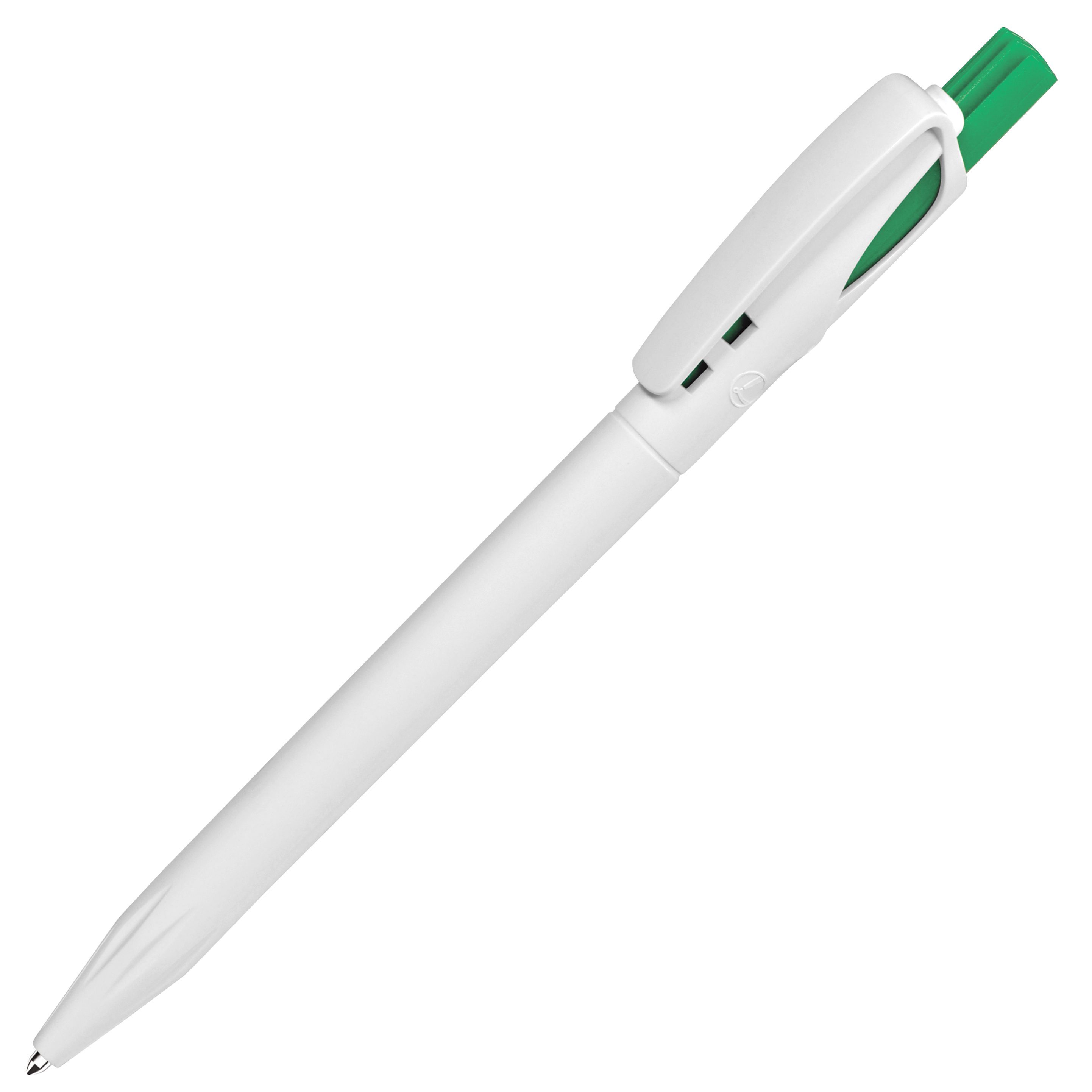 Ручка шариковая TWIN WHITE, белый/зеленый, пластик с логотипом или изображением