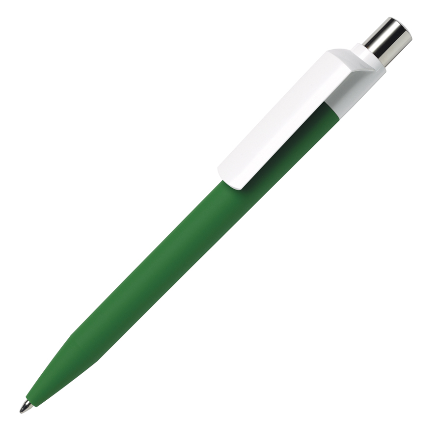 Ручка шариковая DOT, зеленый корпус/белый клип, soft touch покрытие, пластик с логотипом или изображением