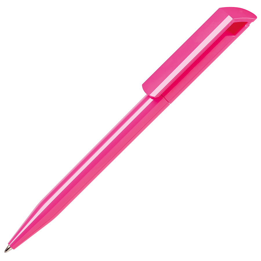 Ручка шариковая ZINK, розовый неон, пластик с логотипом или изображением
