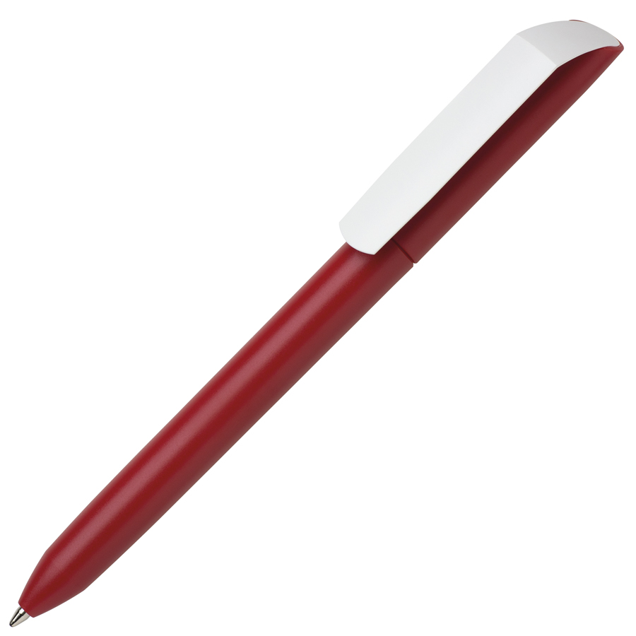 Ручка шариковая FLOW PURE, красный корпус/белый клип, пластик с логотипом или изображением