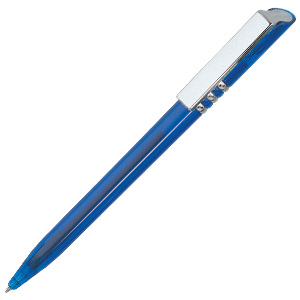 GRIFFE CYBER, ручка шариковая, прозрачный синий/хром, пластик с логотипом или изображением