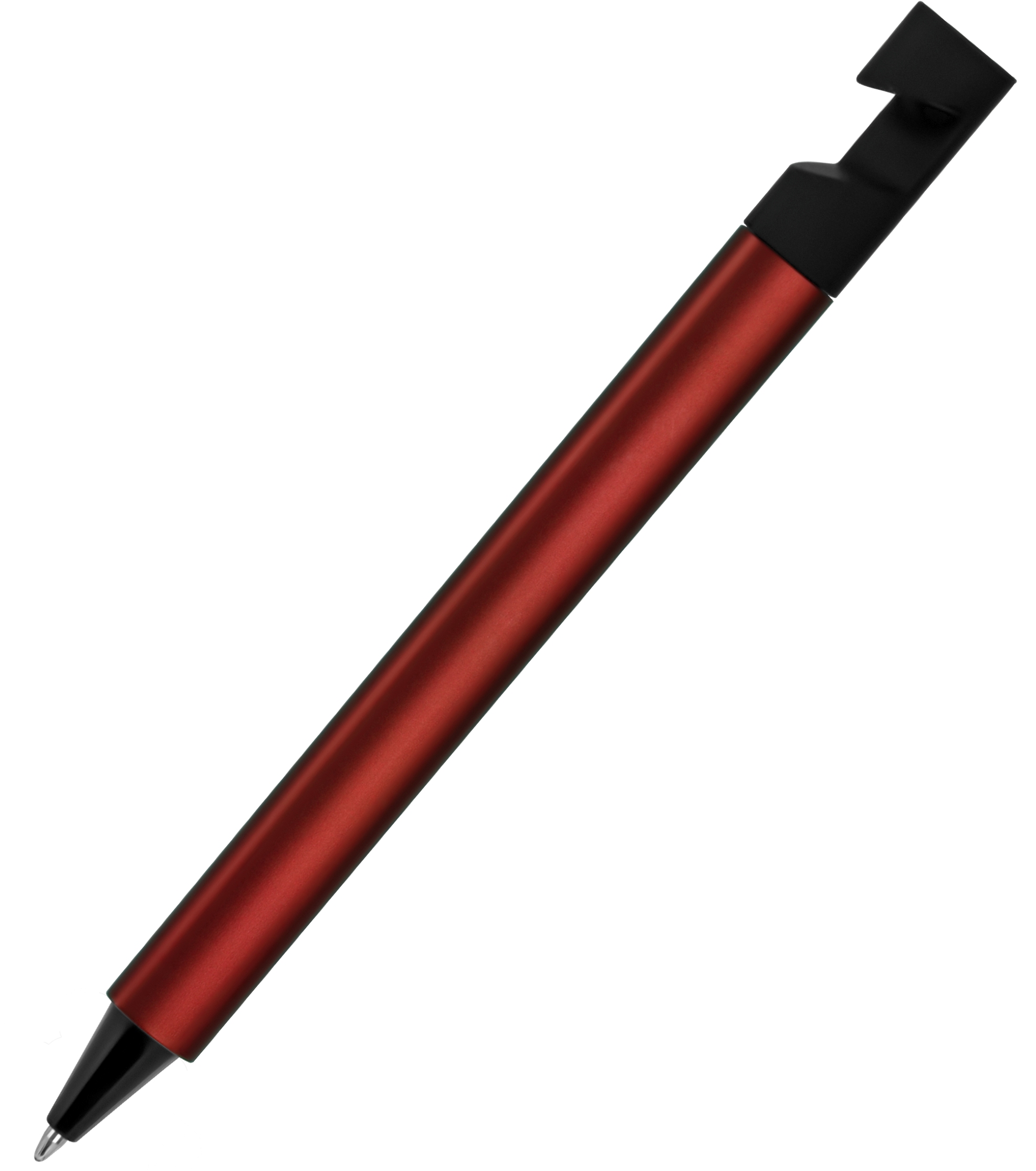 N5, ручка шариковая, бордовый/черный, пластик, металлизир. напыление, подставка для смартфона с логотипом или изображением
