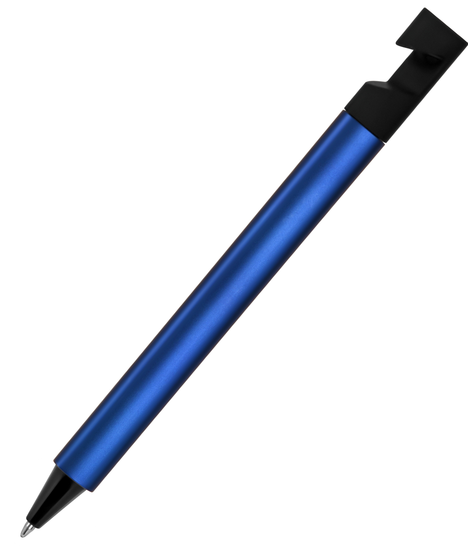 N5, ручка шариковая, синий/черный, пластик, металлизир. напыление, подставка для смартфона с логотипом или изображением