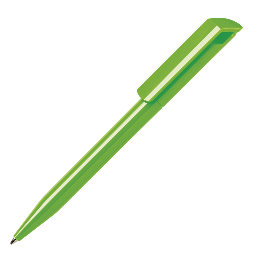 Ручка шариковая ZINK, зеленый неон, пластик с логотипом или изображением