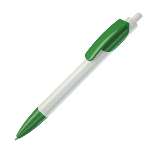 TRIS, ручка шариковая, зеленый/белый, пластик с логотипом или изображением
