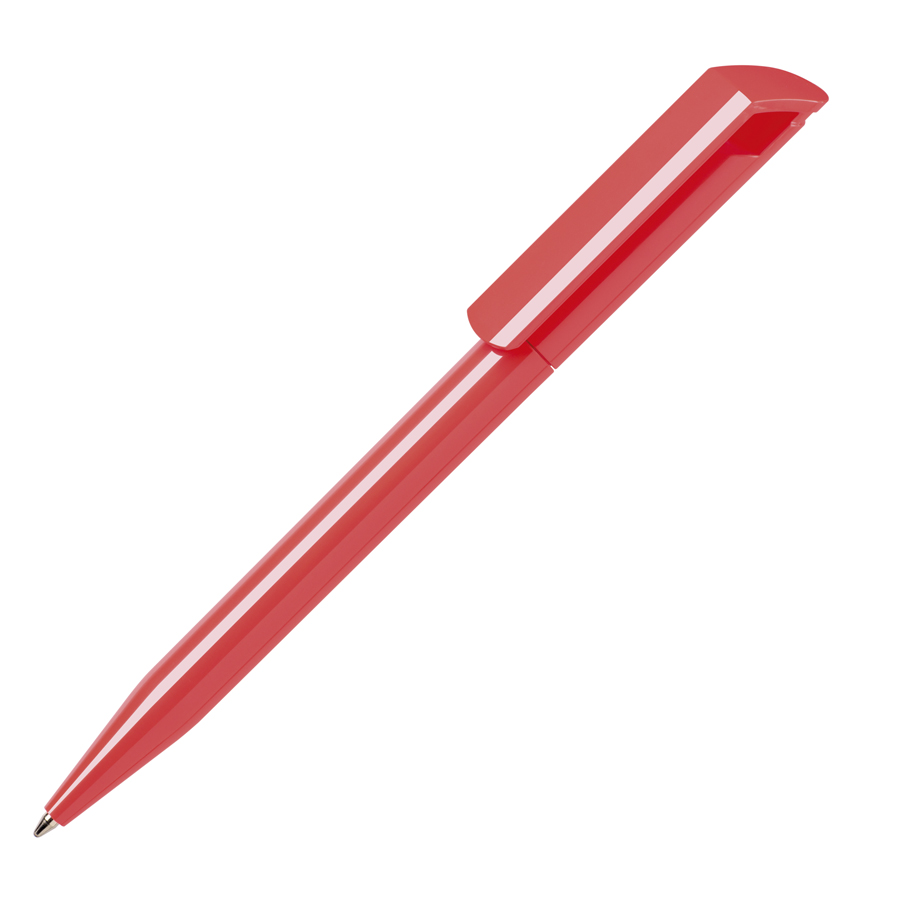 Ручка шариковая ZINK, красный неон, пластик с логотипом или изображением