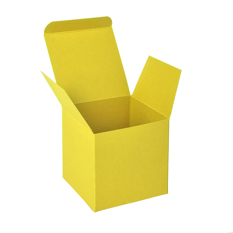 Коробка подарочная CUBE; 9*9*9 см; желтый с логотипом или изображением