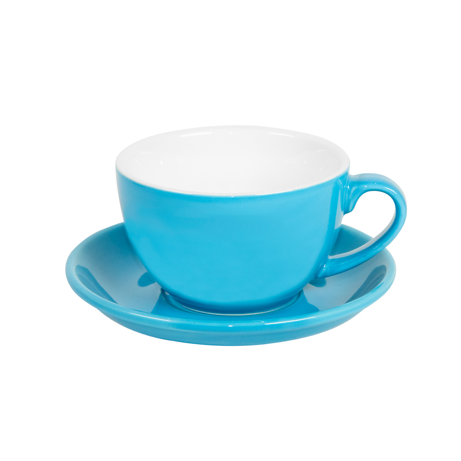 Чайная/кофейная пара CAPPUCCINO, голубой, 260 мл, фарфор с логотипом или изображением