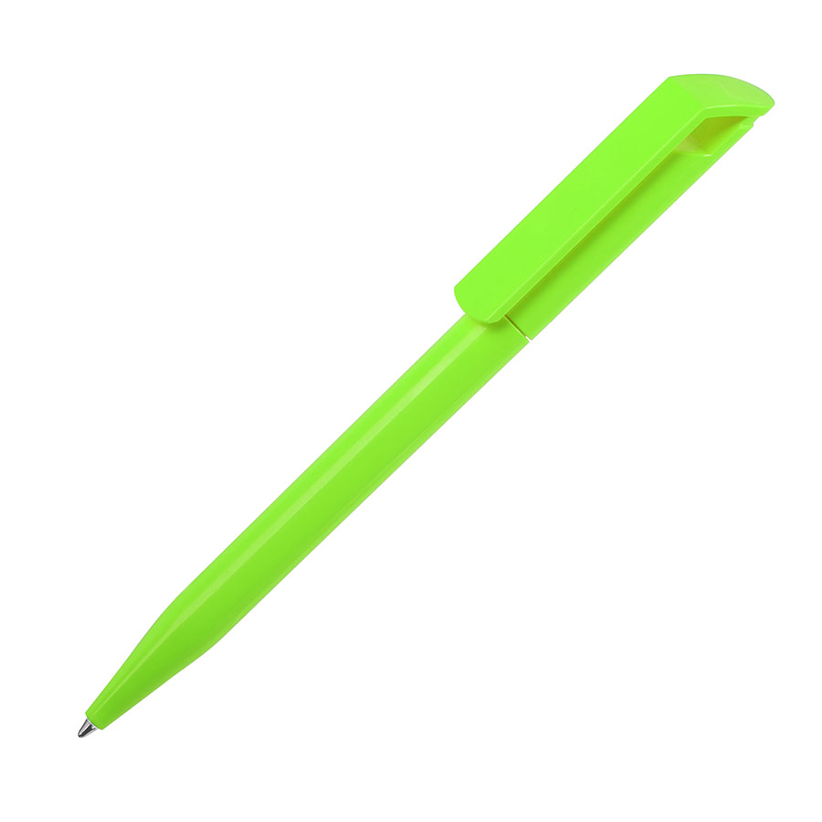 Ручка шариковая ZINK, зеленое яблоко, пластик с логотипом или изображением