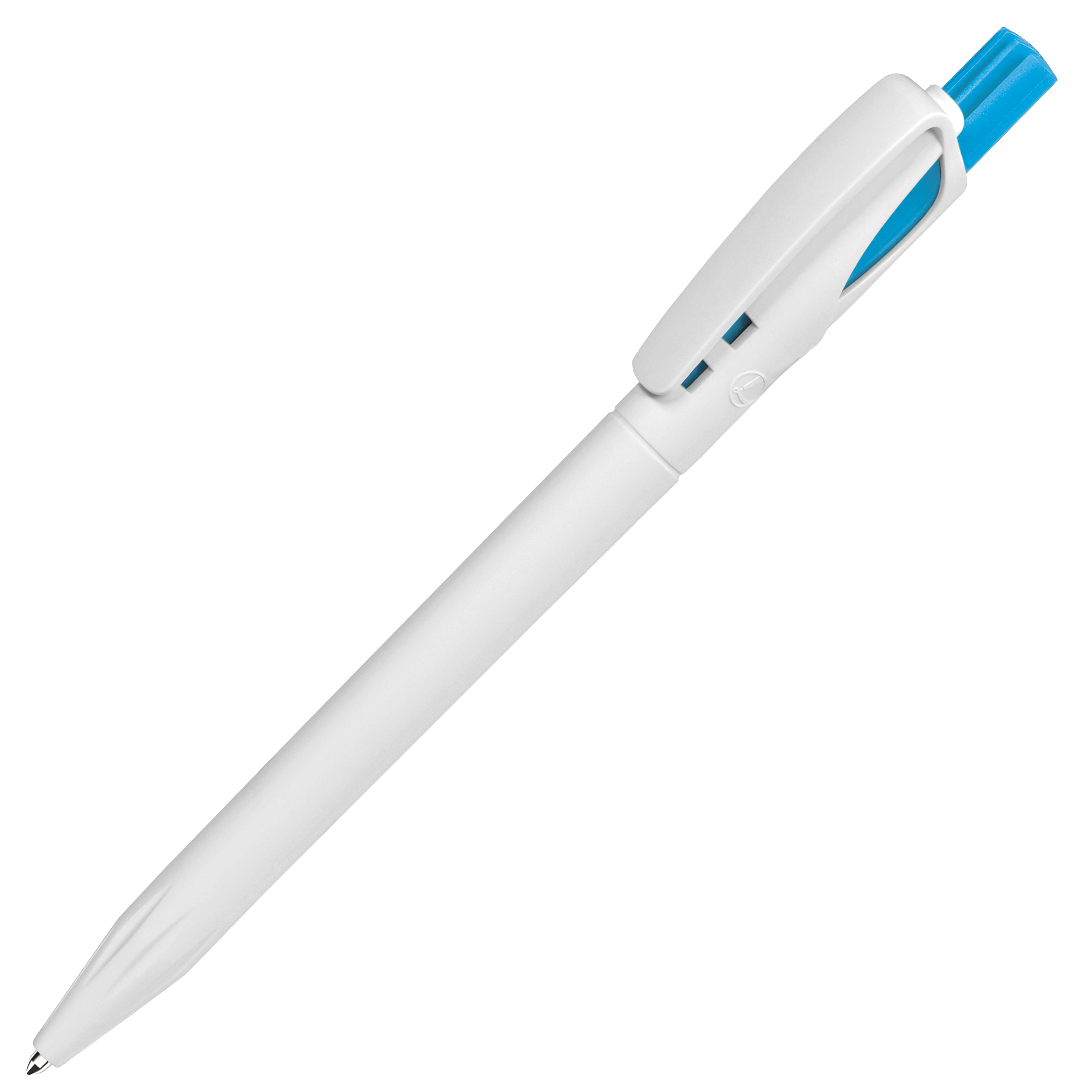 Ручка шариковая TWIN WHITE, белый/голубой, пластик с логотипом или изображением