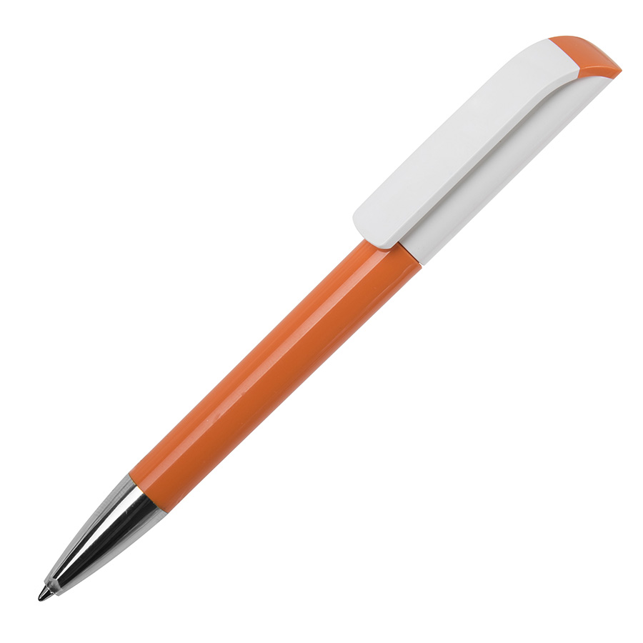 Ручка шариковая TAG, оранжевый корпус/белый клип, пластик с логотипом или изображением