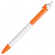 FORTE, ручка шариковая, белый/оранжевый, пластик с логотипом или изображением