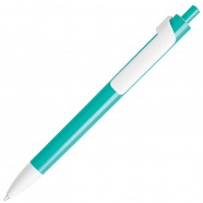 FORTE, ручка шариковая, бирюзовый/белый, пластик с логотипом или изображением