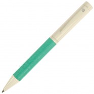PROVENCE, ручка шариковая, хром/зеленый, металл, PU с логотипом или изображением