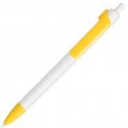 FORTE, ручка шариковая, белый/желтый, пластик с логотипом или изображением