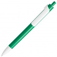 FORTE, ручка шариковая, зеленый/белый, пластик с логотипом или изображением