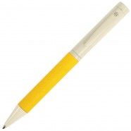 PROVENCE, ручка шариковая, хром/желтый, металл, PU с логотипом или изображением