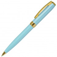 ROYALTY, ручка шариковая, бирюзовый/золотой, металл, лаковое покрытие с логотипом или изображением