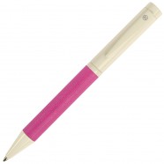 PROVENCE, ручка шариковая, хром/розовый, металл, PU с логотипом или изображением