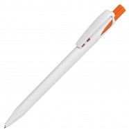 TWIN, ручка шариковая, оранжевый/белый, пластик с логотипом или изображением