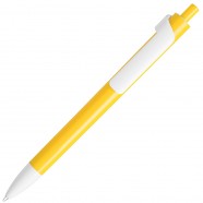 FORTE, ручка шариковая, желтый/белый, пластик с логотипом или изображением
