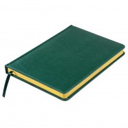 Ежедневник недатированный Joy, А5,  темно-зеленый, белый блок, золотой обрез с логотипом или изображением