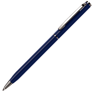 SLIM, ручка шариковая, синий матовый/хром, металл с логотипом или изображением